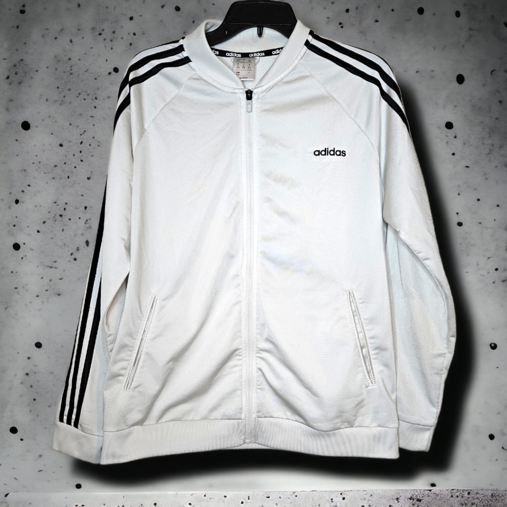 Addidas unisex white black stripped  Lightweight jacket